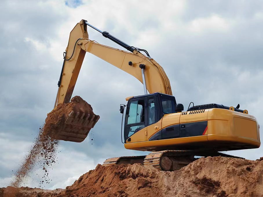 introducción de piezas del tren de rodaje de la excavadora
